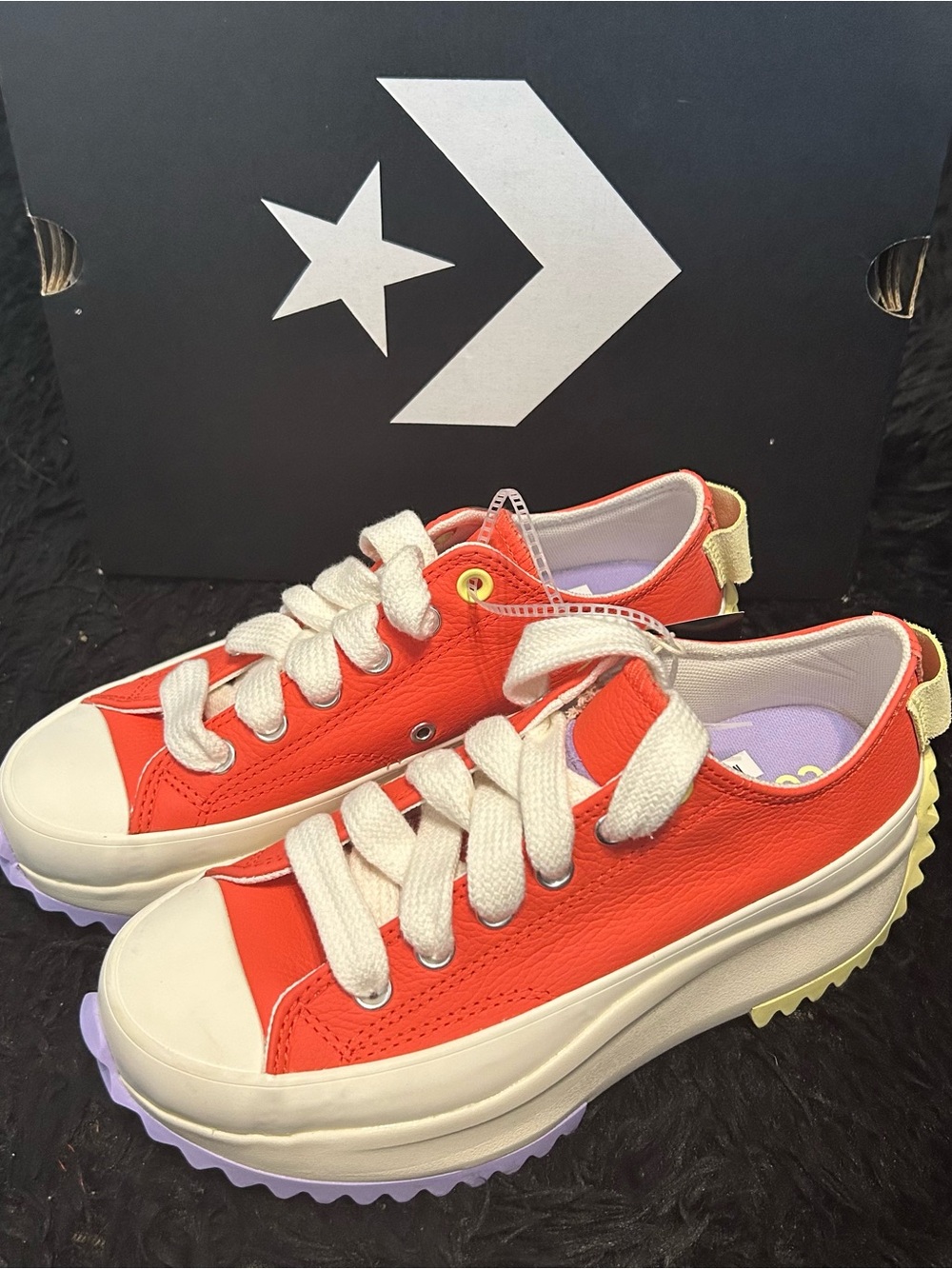 CONVERSE Run Star Hike Platform Low 'Color Pop - Vermillion Red' leather shoes 7 - Picture 3 of 8